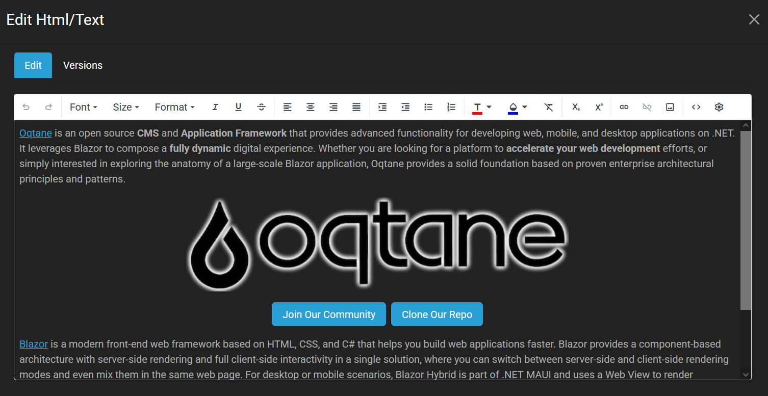 Radzen Text Editor